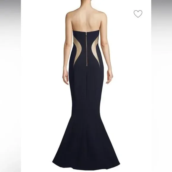 NWT Rebecca Vallance Lucienne Bonded Crepe Strapless Mermaid Gown in Ink SZ 2